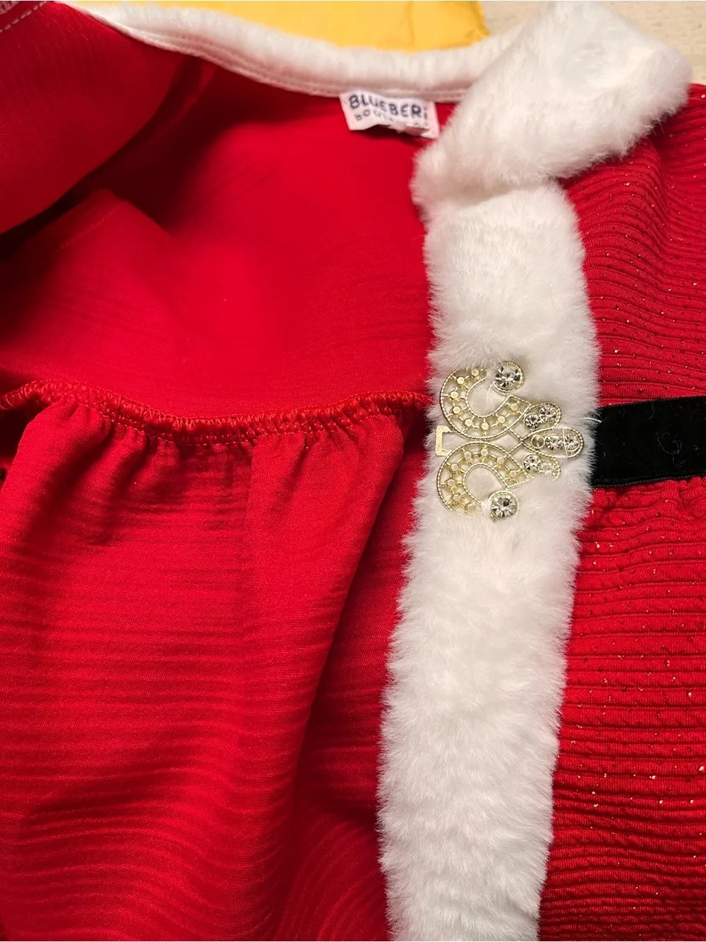 Girls Sparkling Red Holiday Cover W/ White Soft Faux Fur Trim And Ornate Latch